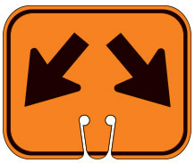 Double Arrow 
Diagonal Out Down Cone Sign