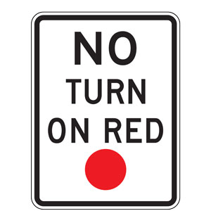 No Turn on Red Light (Red Circle Symbol) Signs |  2023 MUTCD Reassigned Code