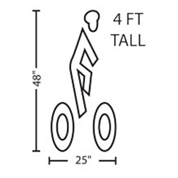 Bike with Rider Wearing Helmet | 4ft | 3M&trade; Stamark&trade; Pre Cut Pavement Marking Symbol
