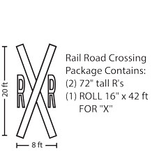 Railroad Crossing Package | 72" tall R | 3M&trade; Stamark&trade; Pre Cut Pavement Marking Legend