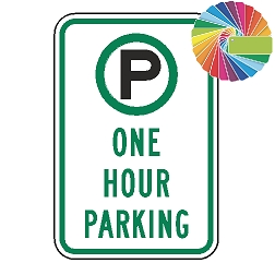 One Hour Parking | MUTCD Compliant Symbol & Words | Universal Permissive Parking Sign
