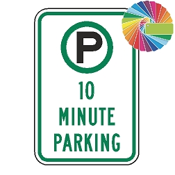 10 Minute Parking | MUTCD Compliant Symbol & Words | Universal Permissive Parking Sign
