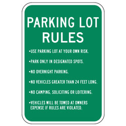 Parking Lot Rules Sign